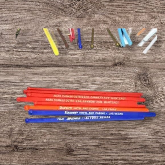 MCM & Vintage Plastic Stir Stix Bar Drinks Advertising - Picture 4 of 6